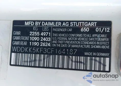 2012 Mercedes-Benz E 350 from USA, damaged, VIN WDDKK5KF3CF164187